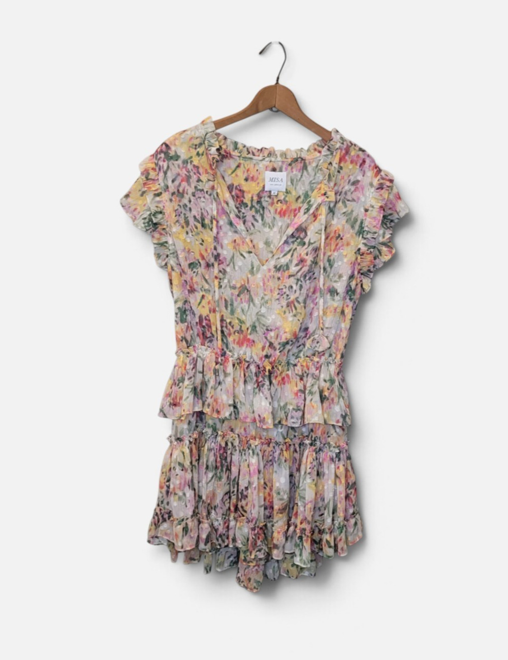 MISA Los Angeles Lillan Bahara Floral Mini Dress Size Medium Coquette Boho Chic